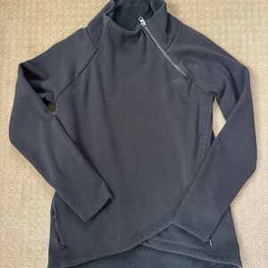 Athleta Womens Sweatshirt Cozy Karma Asym Pullover, Small, Black